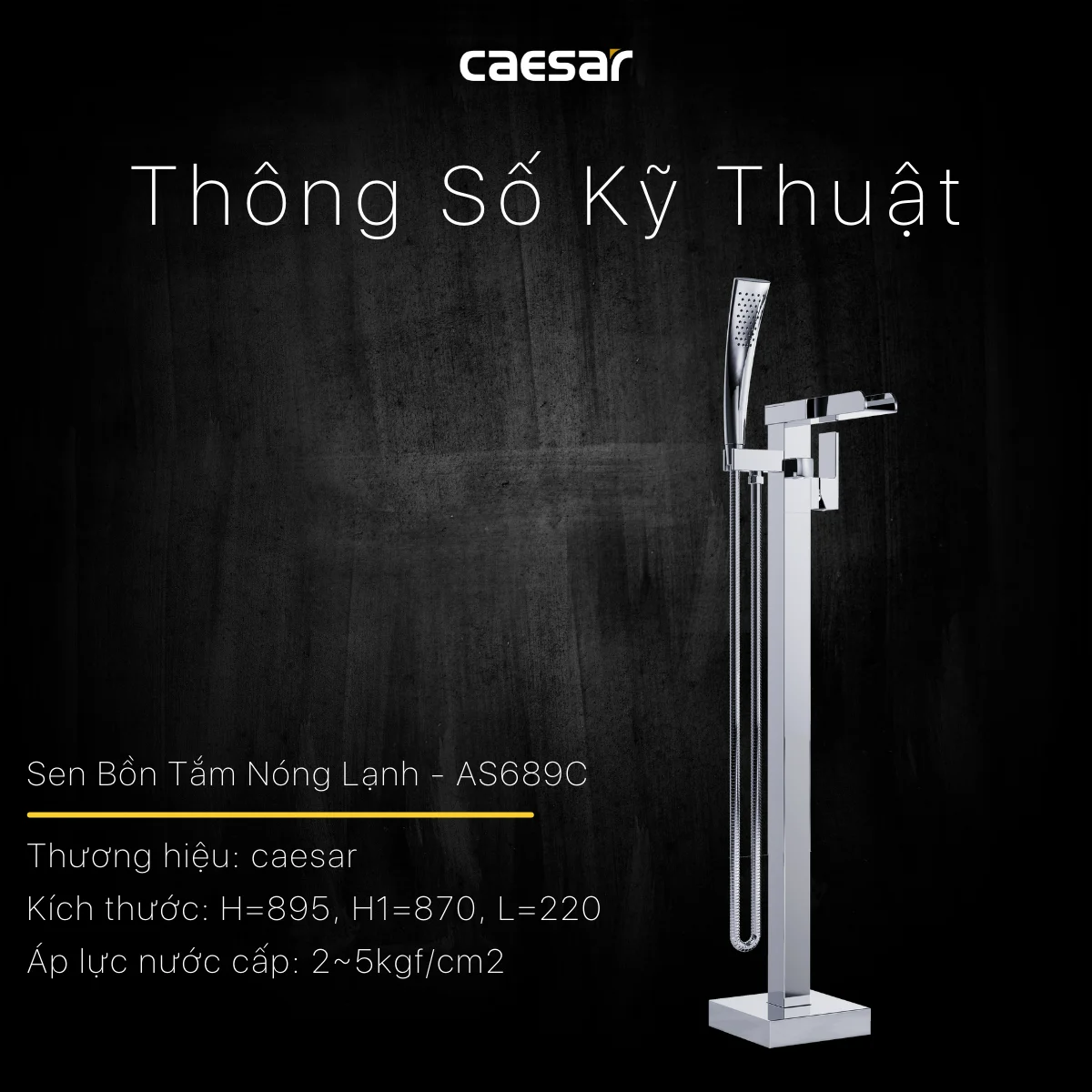 Combo Bồn Tắm Kèm Vòi CAESAR AT0770 + AS689C Đặt Sàn 1.75M - Ảnh 5
