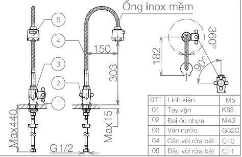 bab-ve-voi-bep-viglacera-vg705-nong-lanh Bản vẽ kỹ thuật vòi rửa chén Viglacera VG 705