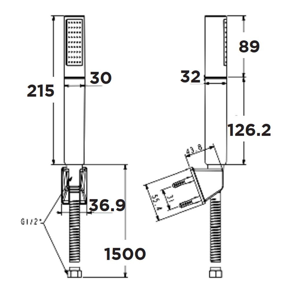 ban-ve-american-standard-wf-s508w Bản vẽ kích thước tay sen American Standard WFS508W trắng