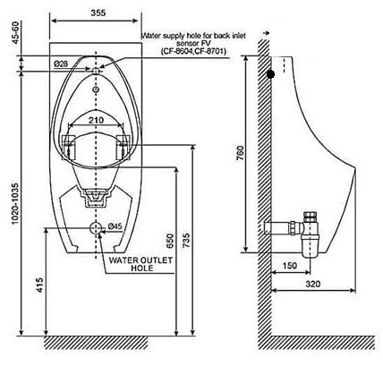 ban-ve-american-standard-wp-6737b-1 Bản vẽ kích thước bồn tiểu American WP 6737B