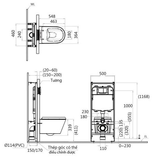 ban-ve-bon-cau-caesar-cpt1505-taf400h Bản vẽ kích thước bồn cầu thông minh Caesar CPT1505