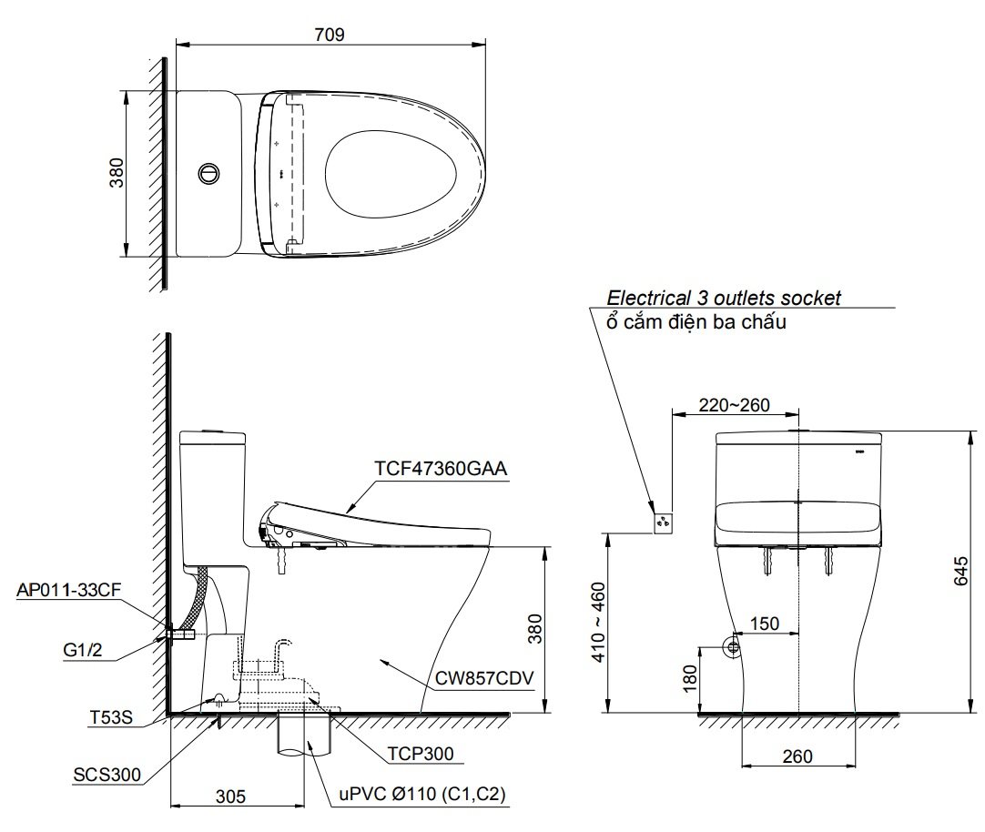 ban-ve-bon-cau-dien-tu-toto-ms857cdw23 Bản vẽ kích thước xí bệt Toto MS857W23