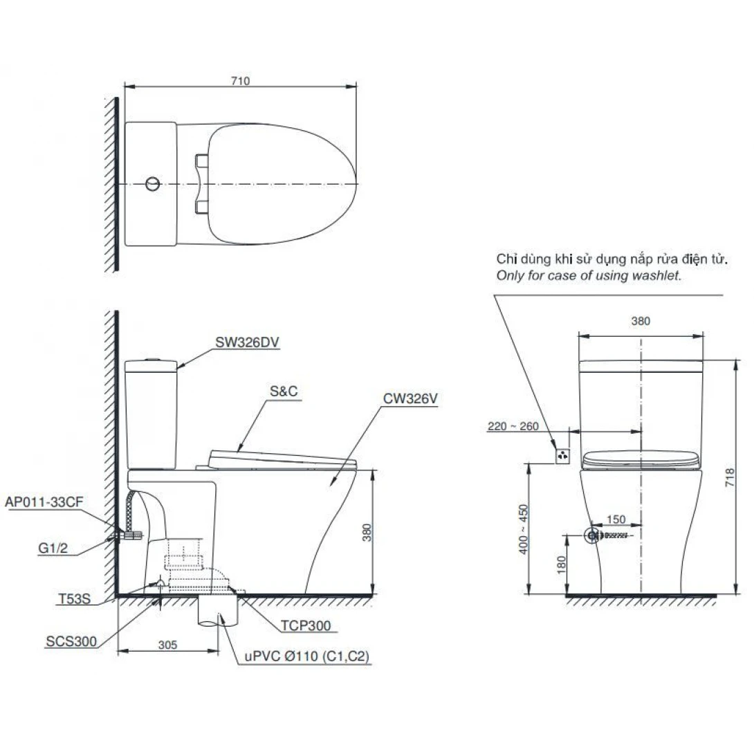 Bồn Cầu Điện Tử TOTO CS326DW16 Nắp Rửa Washlet TCF23410AAA C2 - Ảnh 2