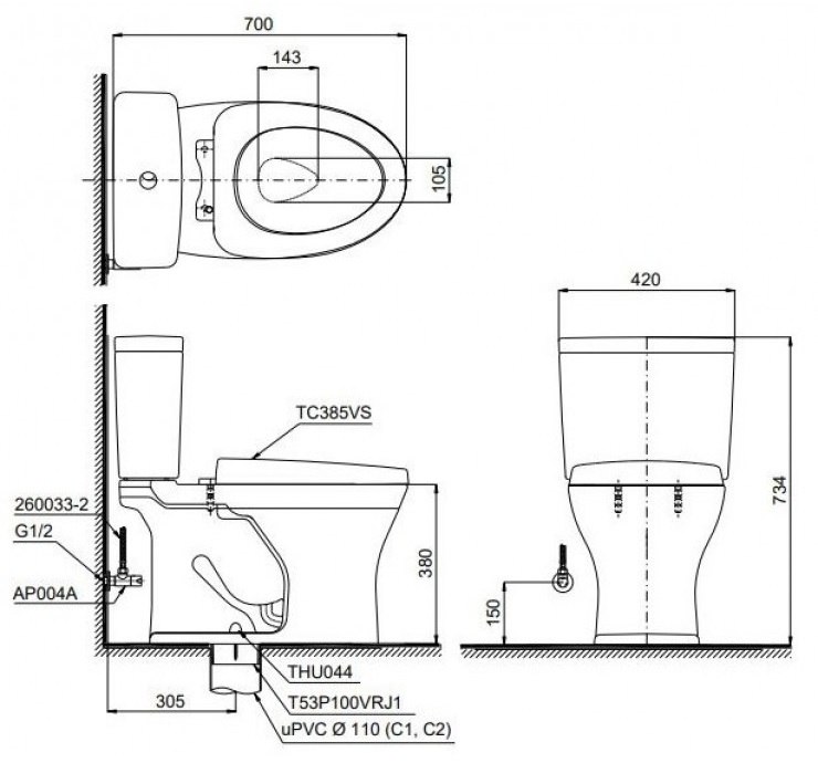 ban-ve-bon-cau-toto-cs735dt10 Bản vẽ xí bệt Toto nắp êm TC395VS