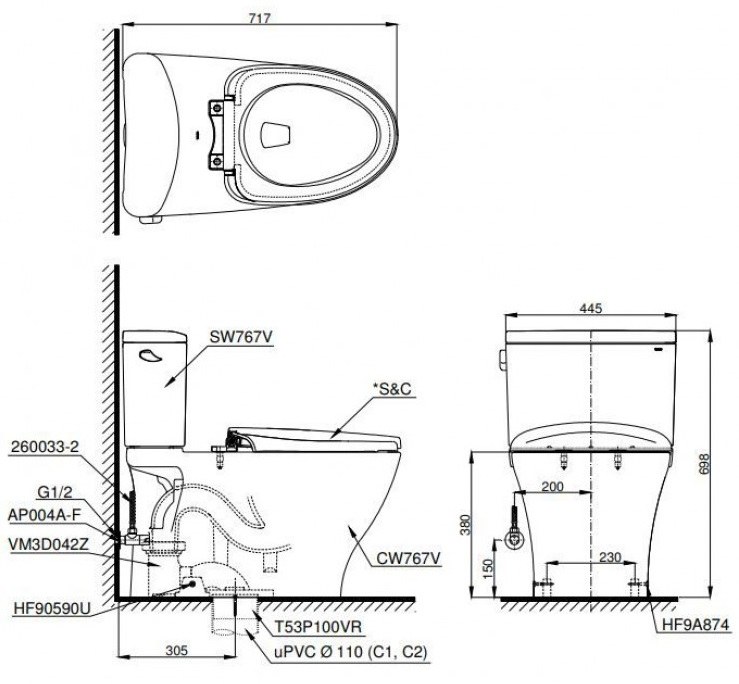 ban-ve-bon-cau-toto-cs767rw18 Bản vẽ kích thước bồn cầu điện tử TOTO CS767W18