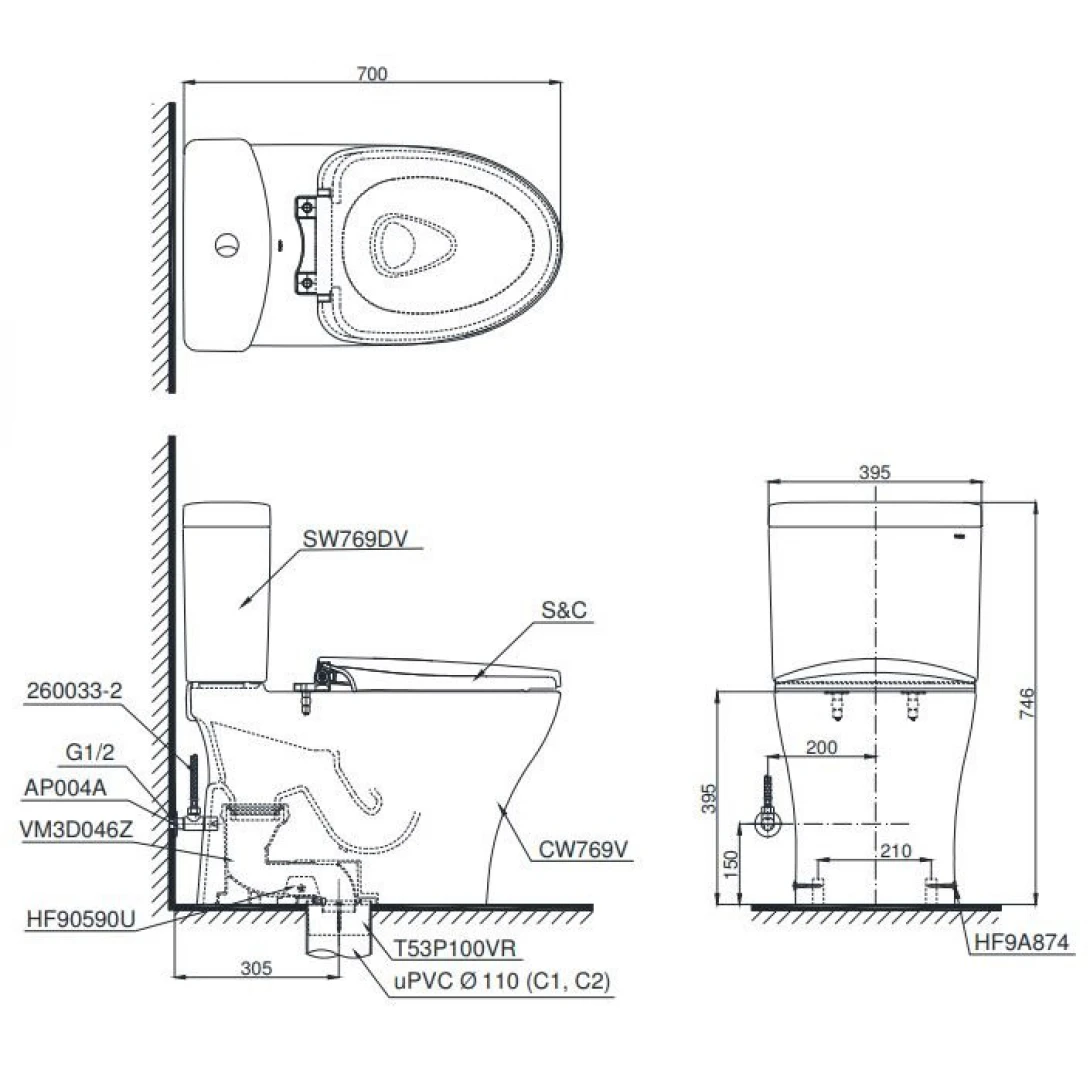 Bồn Cầu Điện Tử TOTO CS769CDRW15 Washlet - Ảnh 2