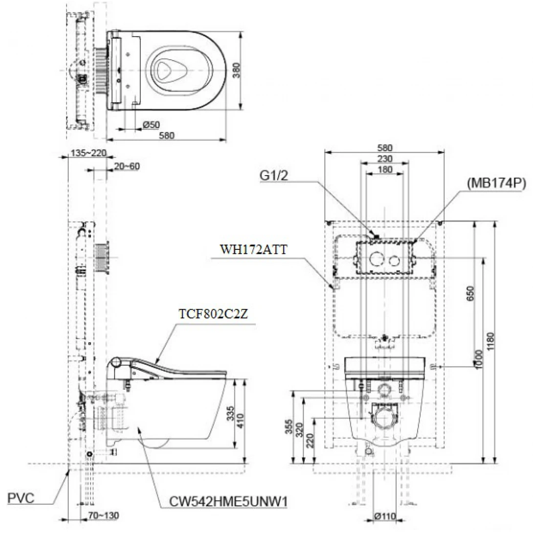 Bồn Cầu TOTO CW542HME5UNW1/TCF802C2Z/WH172AAT/MB175M#SS Tự Động Xả Nước - Ảnh 4