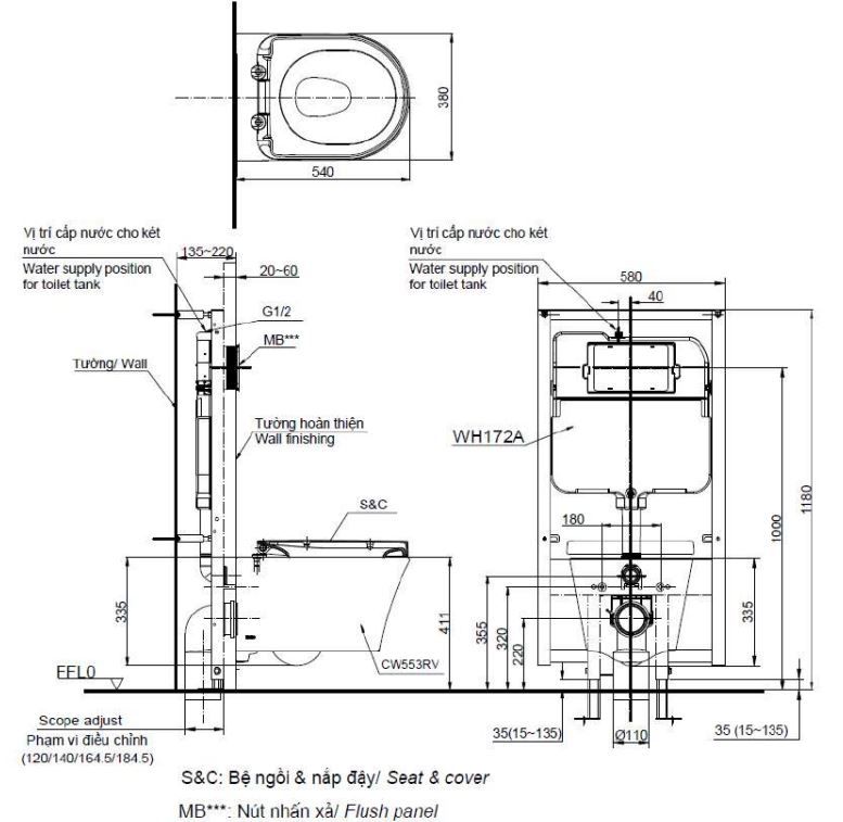 ban-ve-bon-cau-toto-cw553-tc384cvk-wh172a-mb170p Bản vẽ kỹ thuật xí bệt TOTO CW762+TC384CVK+WH172A+MB170P#SS