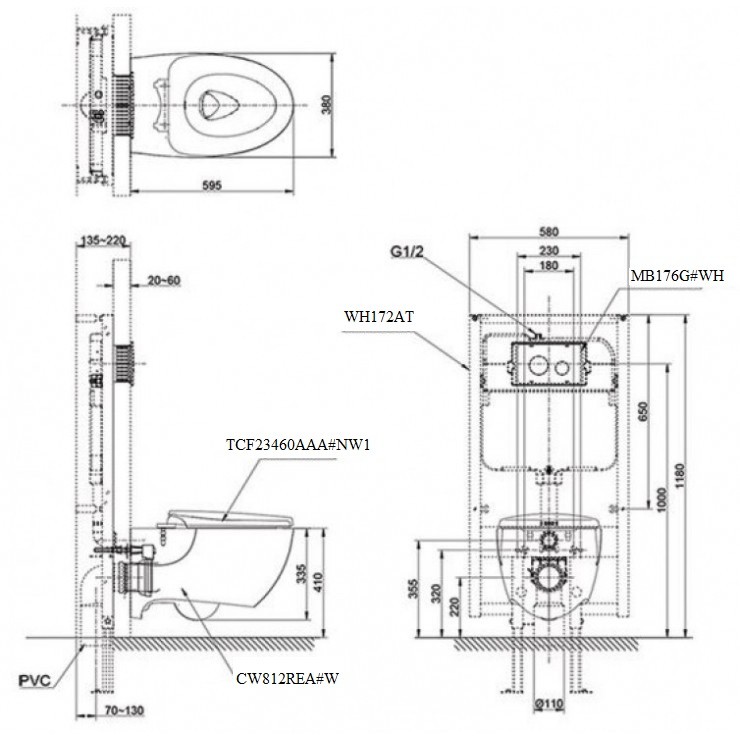 ban-ve-bon-cau-toto-cw812rea-tcf23460aaa-wh172at-tca465-mb176g-wh Bản vẽ kích thước bồn cầu TOTO CW812REA#W nắp điện tử TCF23460AAA#NW1