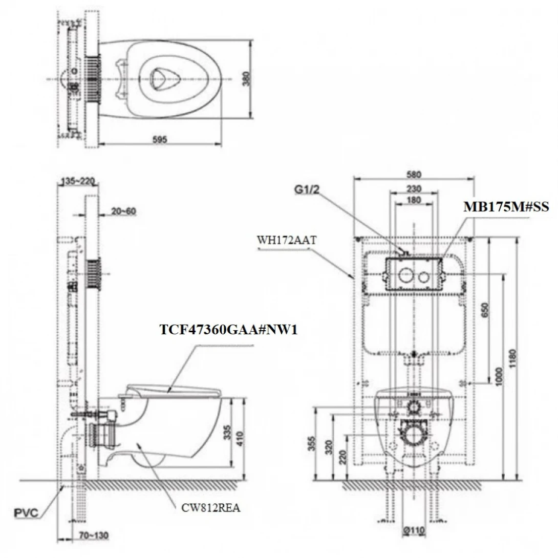 Bồn Cầu Treo Tường TOTO CW812REA TCF47360GAA WH172AAT TCA546 MB175M#SS - Ảnh 2