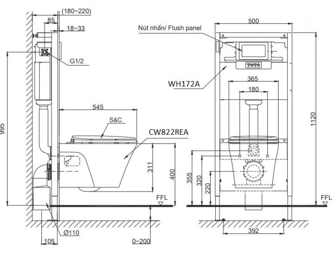 ban-ve-bon-cau-toto-cw822rea-tcf23460aaa-wh172at-tca465-mb175m-ss Bản vẽ xí bệt treo tường TOTO CW822REA TCF23460AAA WH172AT TCA465 MB175M#SS