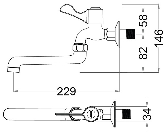 ban-ve-caesar-wl027c Bản vẽ kích thước vòi nước Caesar WL027C