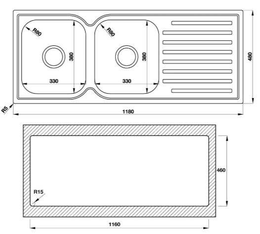 ban-ve-chau-bep-hafele-hs-s11848-1 Bản vẽ chậu đá HS-S11848 Hafele 2 hộc có cánh