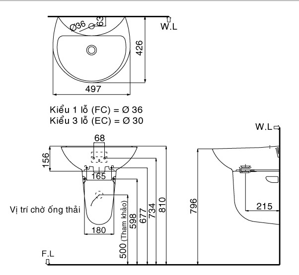 ban-ve-chau-lavabo-inax-l285v-l288vc Bản vẽ bồn rửa mặt lavabo INAX L285V kèm chân L288VC