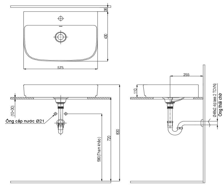 ban-ve-inax-al-632v Bản vẽ kích thước lavabo rửa tay Inax AL632 V
