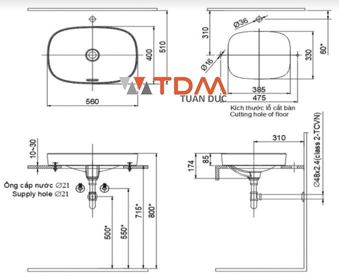 ban-ve-inax-al-642v-1 Bản vẽ lavabo Inax AL-642V
