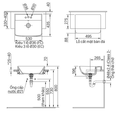 ban-ve-inax-l-345v Bản vẽ kỹ thuật chậu lavabo Inax L-345V