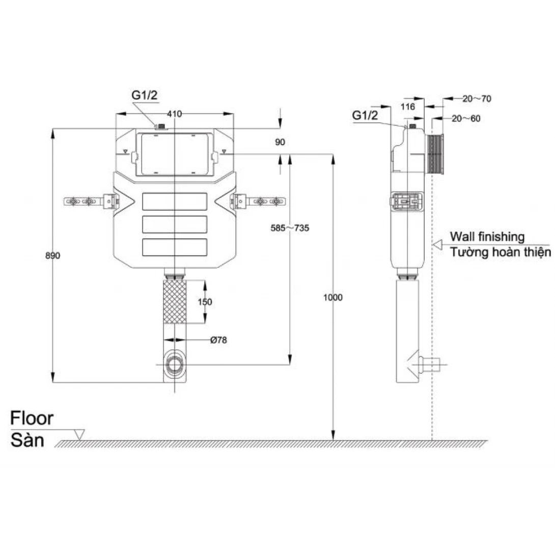 Két Nước Âm Tường TOTO WH050 - Ảnh 2
