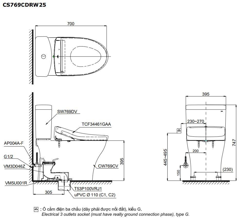 ban-ve-kich-thuoc-bon-cau-cs769cdrw25-2 Bản vẽ kích thước bồn cầu CS769CDW25