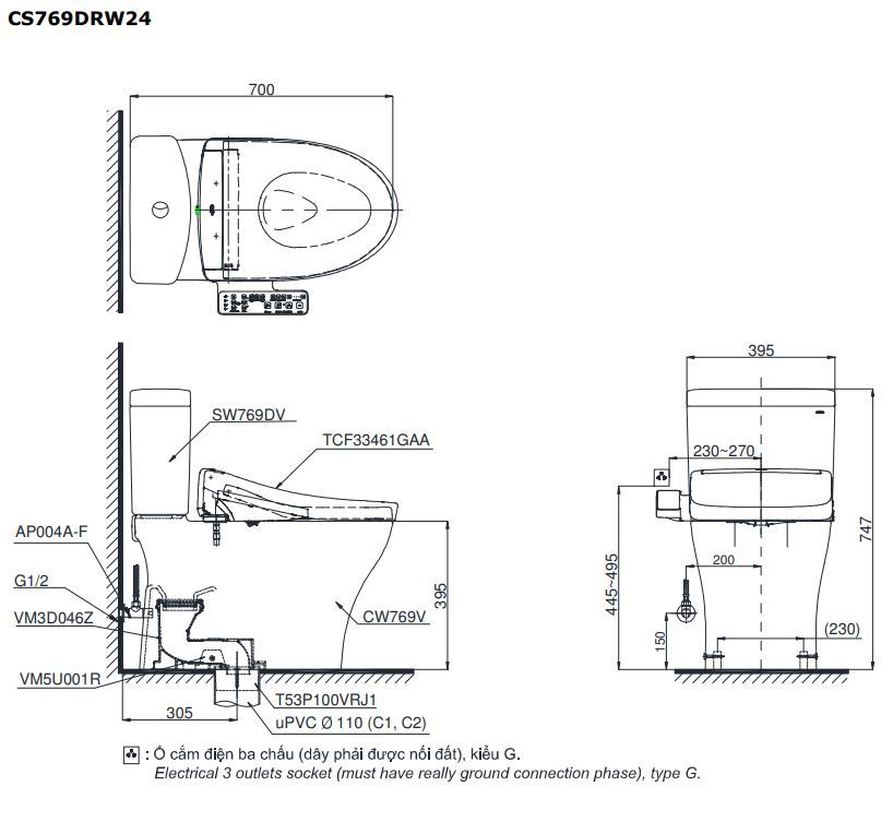 ban-ve-kich-thuoc-bon-cau-cs769drw24-2 Bản vẽ kích thước bồn cầu CS769DRW24