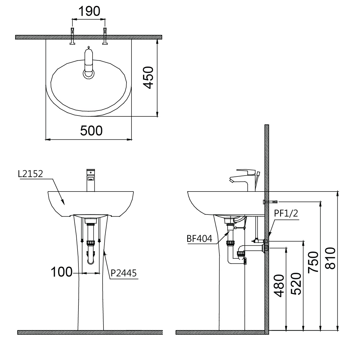 ban-ve-lavabo-caesar-l2152-p2445 Bản vẽ lavabo Caesar L2152-P2455 chân dài