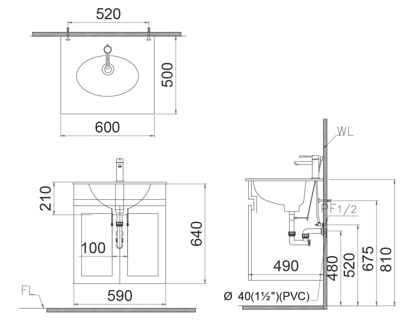 ban-ve-lavabo-caesar-lf5024-eh15024av Bản vẽ kích thước lavabo Caesar LF5024-EH15024AV