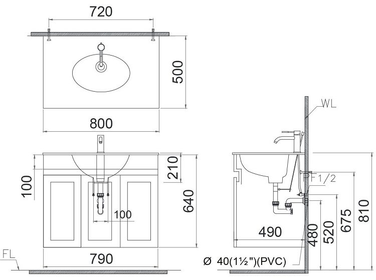 ban-ve-lavabo-caesar-lf5026-eh15026av Bản vẽ kích thước tủ lavabo Caesar LF5026 EH15026AV