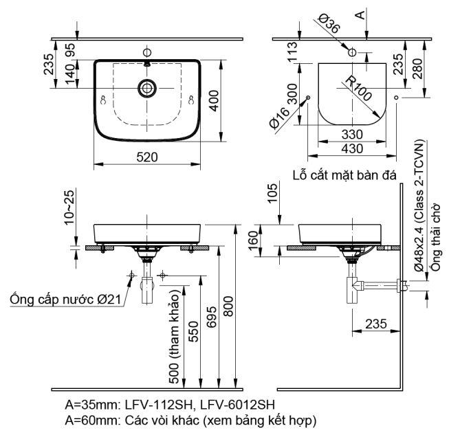 ban-ve-lavabo-inax-al-368v Bản vẽ kích thước lavabo INAX đặt bàn AL638V