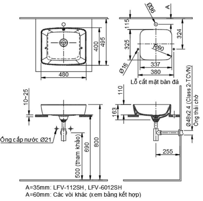 ban-ve-lavabo-inax-al-369v Bản vẽ kích thước lavabo đặt bàn INAX AL369V