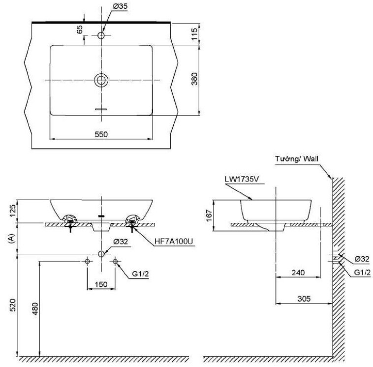 ban-ve-lavabo-toto-lt1735-mgr Bản vẽ lavabo LT1735MGR TOTO đặt bàn