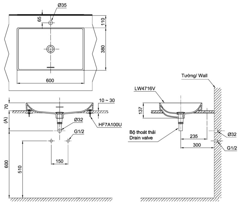 ban-ve-lavabo-toto-lt4716-mw Bản vẽ kích thước chậu rửa mặt TOTO LT4716 G19 MW