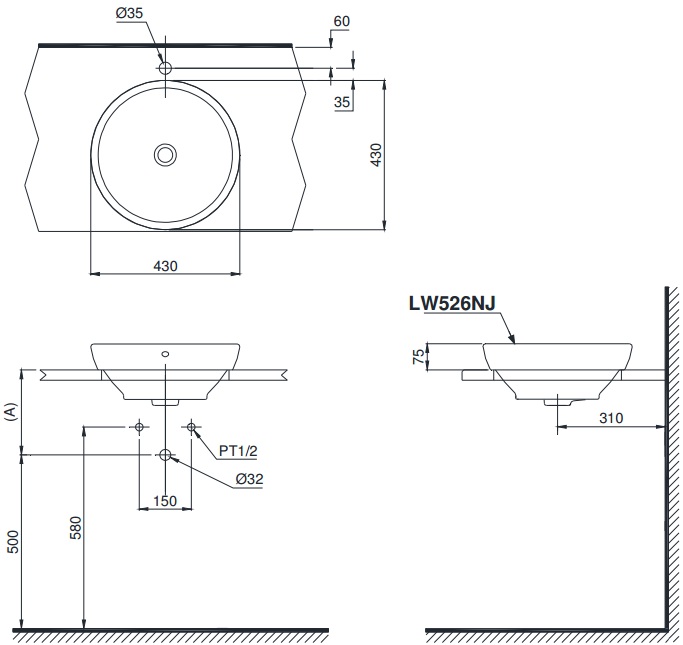 ban-ve-lavabo-toto-lw526nj Bản vẽ bồn rửa mặt TOTO LW526NJ