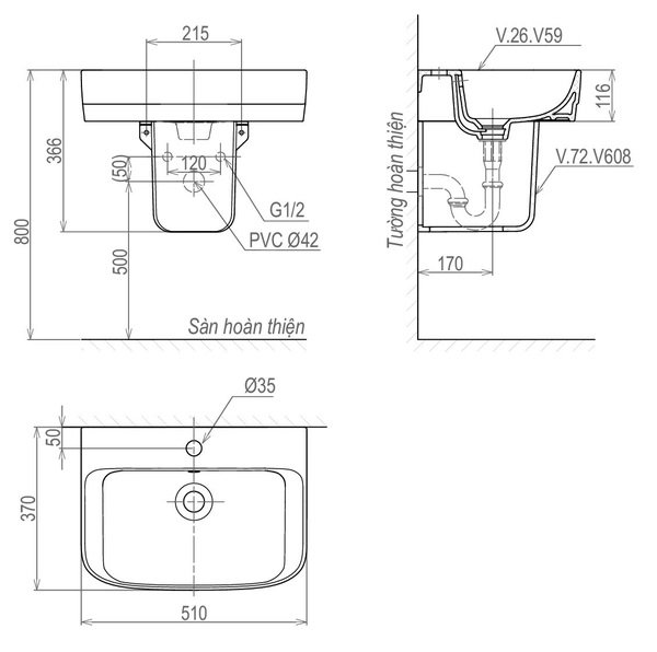 ban-ve-lavabo-treo-tuong-viglacera-v59 Bản vẽ kích thước chậu rửa mặt V50 Viglacera