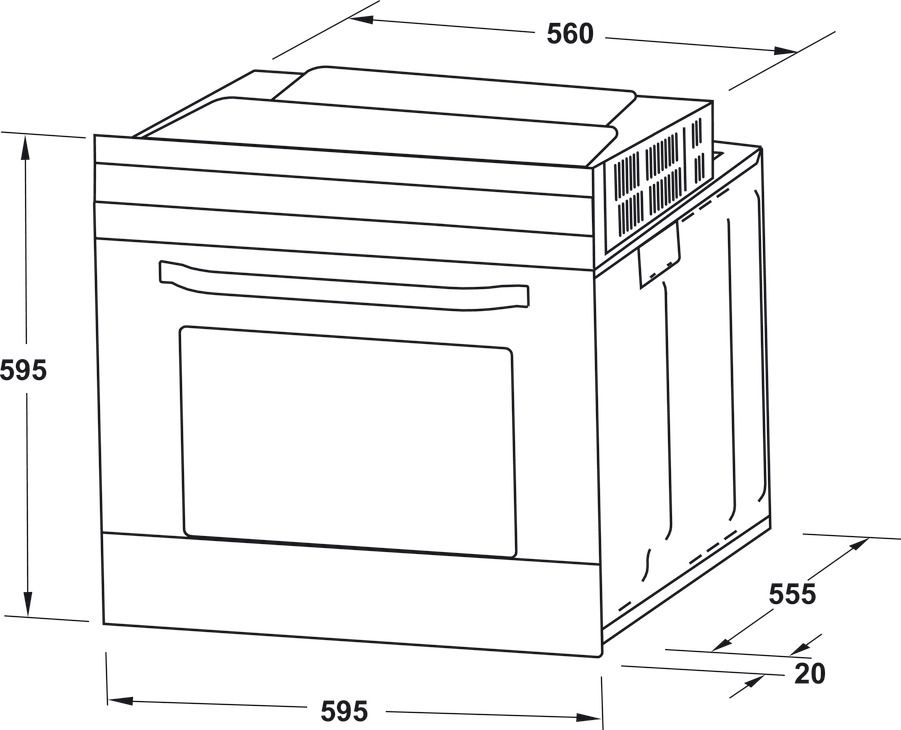 ban-ve-lo-nuong-hafele-538 Bản vẽ kích thước lò nướng HO2KT65A 538.61.441 65 lít