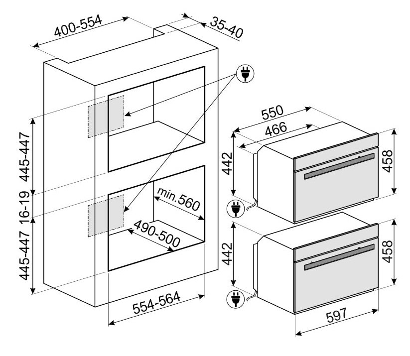 ban-ve-lo-vi-song-ket-hop-nuong-hafele-536 bản vẽ kích thước lò vi sóng Hafele 536.64.861 lắp âm 50L