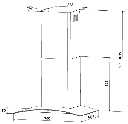 Bản vẽ máy hút khói khử mùi gắn tường EH 70K21B Eurosun