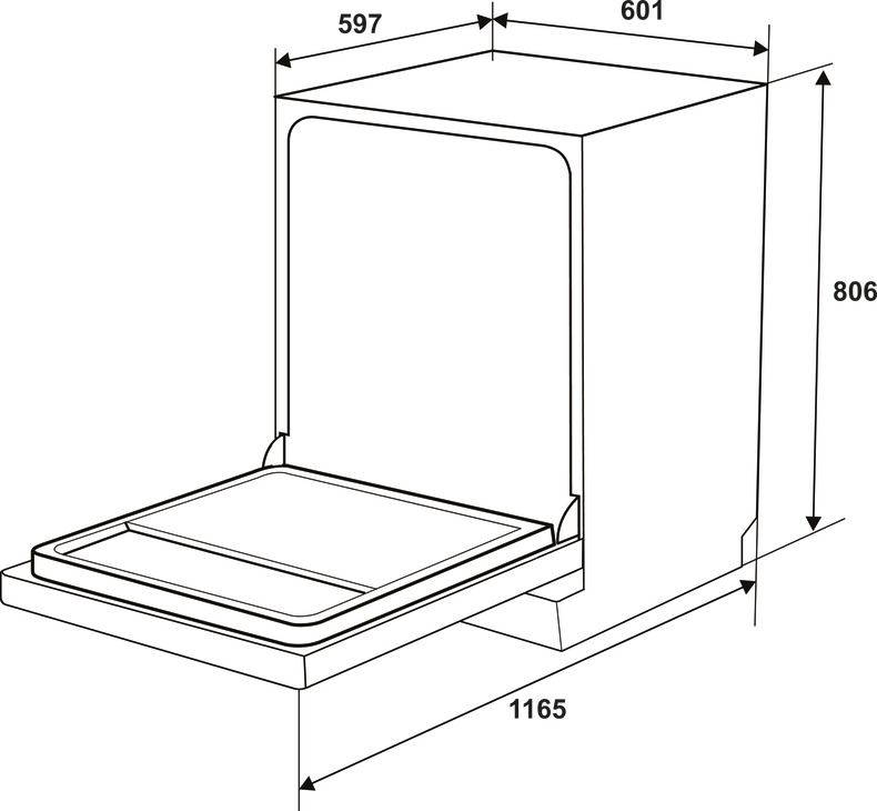 Bản vẽ kích thước máy rửa chén Hafele HDWF6012S 