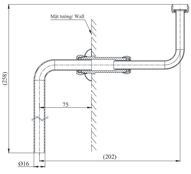 ban-ve-ong-noi-tieu-nam-toto-vm2l037z Bản vẽ kích thước ống nối VM2L037Z TOTO
