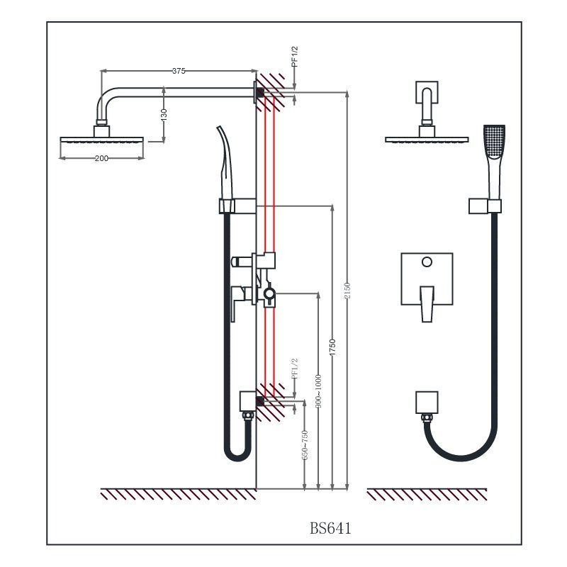 ban-ve-sen-am-tuong-caesar-bs659-tdm Bản vẽ kích thước sen tắm âm tường Caesar BS 659