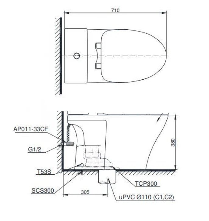 ban-ve-than-bon-cau-toto-c326 Bản vẽ kích thước thân cầu C326 TOTO