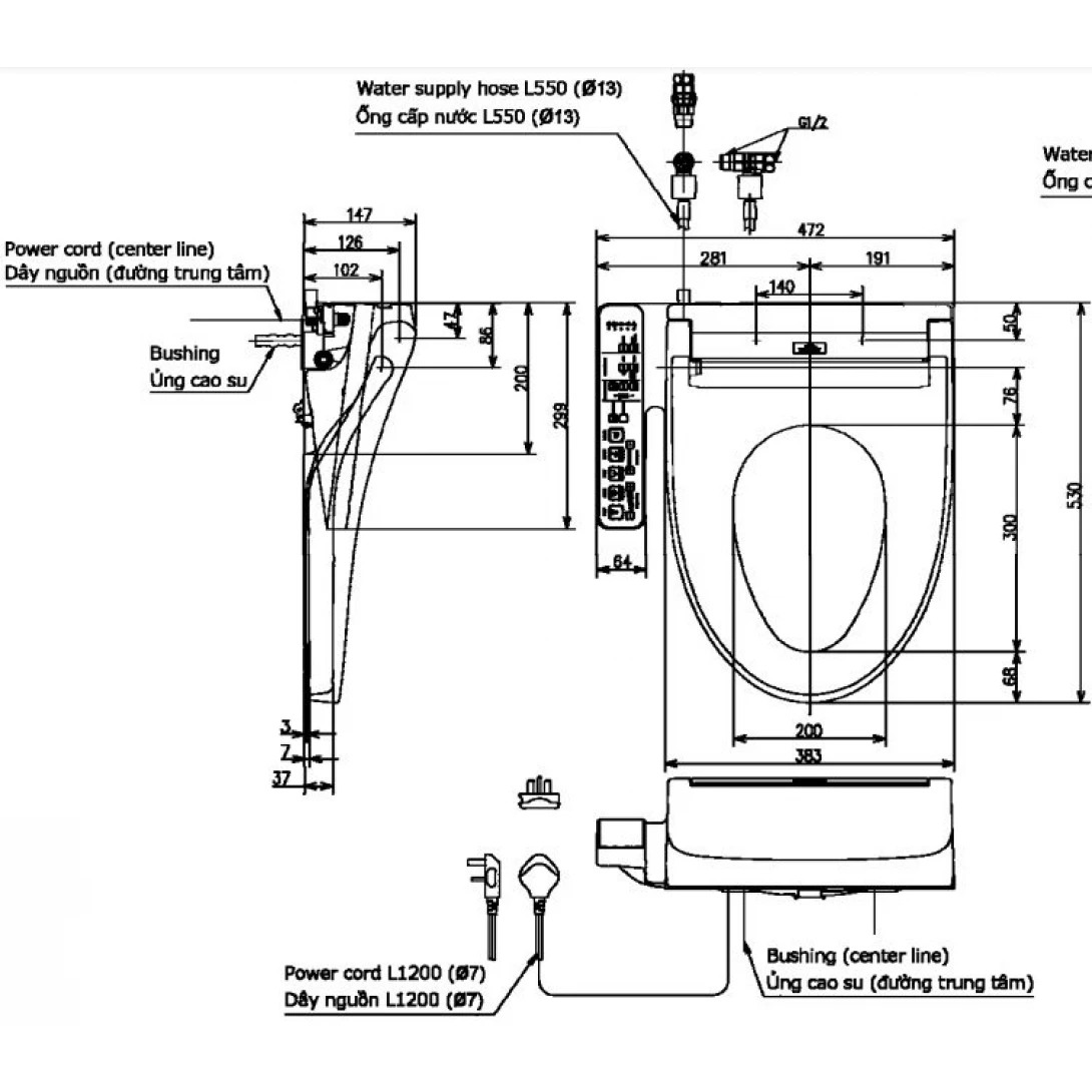 Nắp Rửa Điện Tử Washlet TOTO TCF23460AAA (W17) Giấu Dây C2 - Ảnh 2
