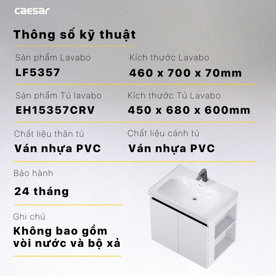 ban-ve-tu-chau-caesar-treo-lf5357-eh15357crv Thông số kỹ thuật lavabo LF5357 - EH15357CRV CAESAR
