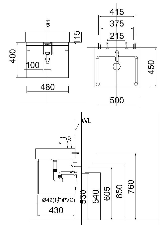 ban-ve-tu-lavabo-caesar-lf5253-eh152wg-treo-tuong Bản vẽ kỹ thuật chậu rửa mặt LF5253 EH152WG treo tường