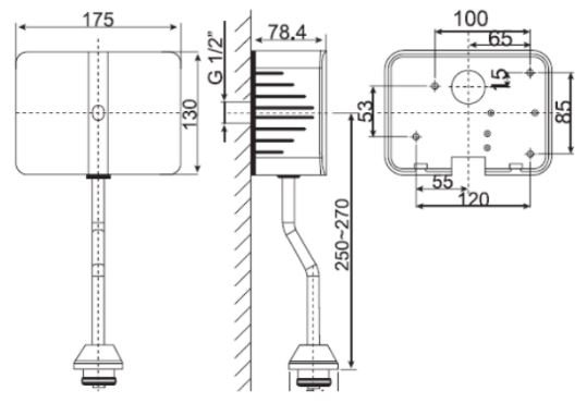 ban-ve-van-xa-tieu-american-wf-8609-1 Bản vẽ kích thước van xả tiểu nam American Wf-8609 cảm ứng Pin