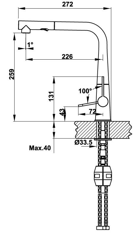 ban-ve-voi-bep-hafele-570 Bản vẽ kích thước vòi rửa chén Hafele 570.82.500
