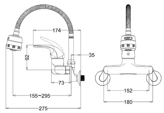 ban-ve-voi-bep-nong-lanh-caesar-k526c Bản vẽ kích thước vòi rửa chén K526C Caesar