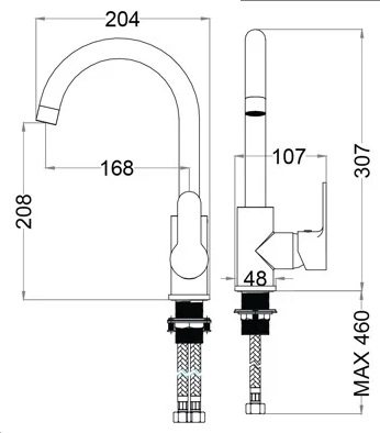 ban-ve-voi-caesar-k415c Bản vẽ vòi rửa chén Caesar K415 C