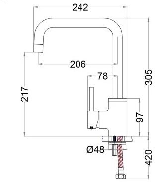 ban-ve-voi-caesar-k685c Bản vẽ kích thước vòi rửa chén K685C CAESAR