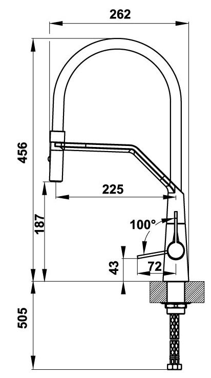 ban-ve-voi-rua-chen-hafele-570 Bản vẽ kích thước vòi rửa chén Hafele 570.82.230 rút dây màu đen