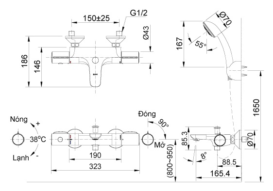 ban-ve-voi-sen-inax-bfv-3413t-3c-1 Bản vẽ vòi sen nhiệt độ INAX BFV 3413T 3C